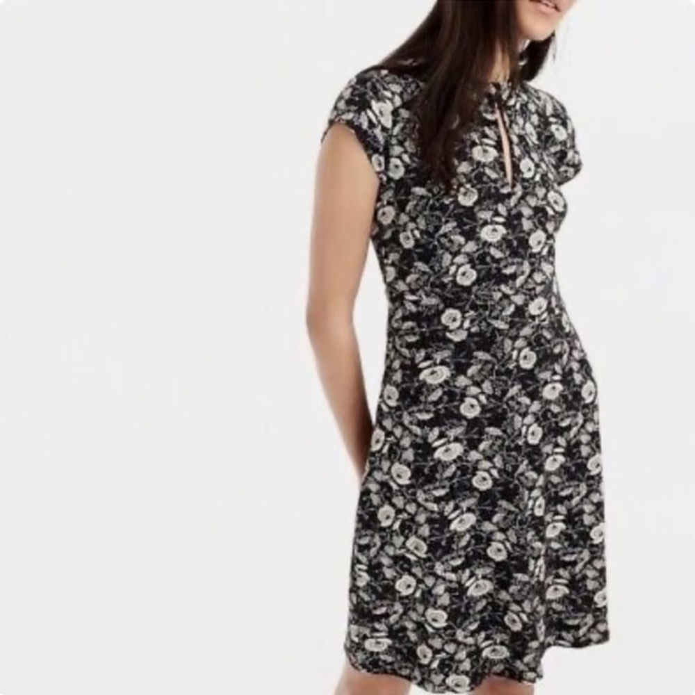 🪷J. Crew Black and White Floral Midi Dress